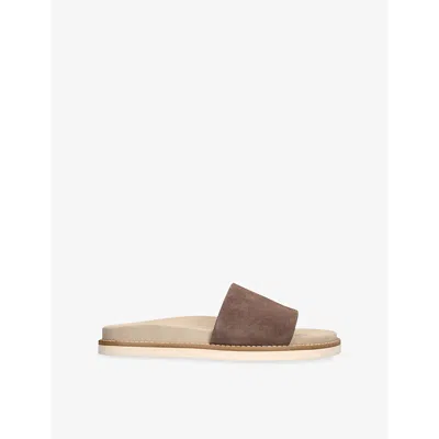 BRUNELLO CUCINELLI MENS BRUNELLO CUCINELLI CONTRAST-TRIM SUEDE SLIDERS