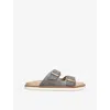 Brunello Cucinelli Pebble Silver-toned-hardware Leather Sandals In Grey/dark