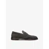 Brunello Cucinelli Leather-trimmed Suede Penny Loafers In Blue