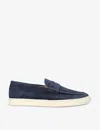 Brunello Cucinelli Mens Navy Hybrid Penny-detail Suede Loafers In Navy
