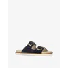 Brunello Cucinelli Double-buckle Suede Sandals In Blue