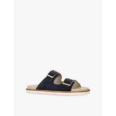 BRUNELLO CUCINELLI MENS NAVY TWO-STRAP SUEDE SANDALS EUR 44 / 10 UK