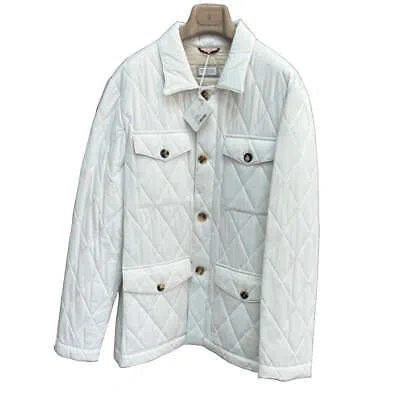 Pre-owned Brunello Cucinelli Mens Outerwear White Lightweight Quilted Jacket
