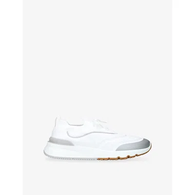 BRUNELLO CUCINELLI MENS WHITE SPORTIV KNITTED TRAINERS EUR 46 / 12 UK