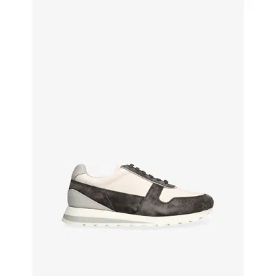 BRUNELLO CUCINELLI MENS BRUNELLO CUCINELLI OLIMPO LEATHER AND SUEDE TRAINERS