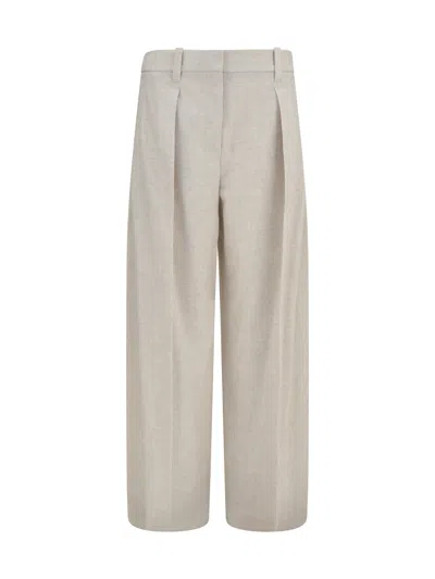 Brunello Cucinelli Merino Wool And Cashmere Blend Trousers In Gray