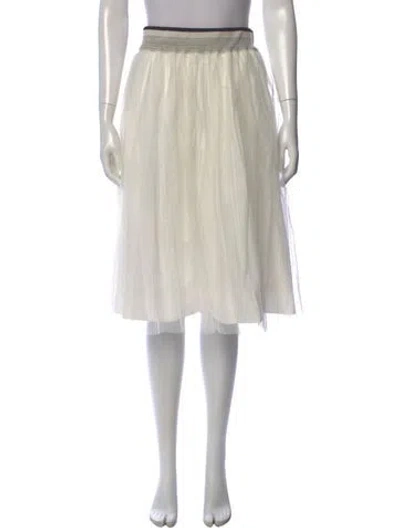 Pre-owned Brunello Cucinelli Mesh Accents Knee-length Skirt In White