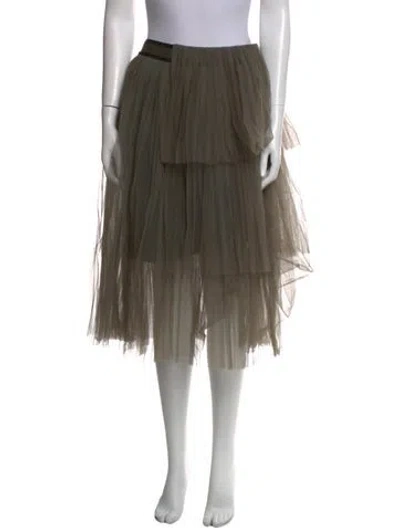 Pre-owned Brunello Cucinelli Mesh Accents Midi Length Skirt In Green