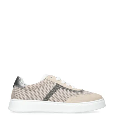 BRUNELLO CUCINELLI MESH-SUEDE MONILI-DETAIL SNEAKERS