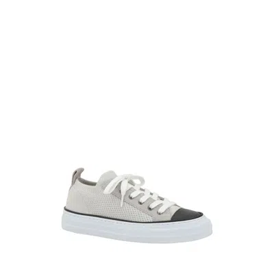 BRUNELLO CUCINELLI MESH COTTON AND SUEDE SNEAKERS