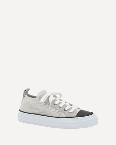 Brunello Cucinelli Mesh Cotton And Suede Sneakers