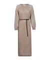 Brunello Cucinelli Knitted Midi Dress Dresses Beige In Nude