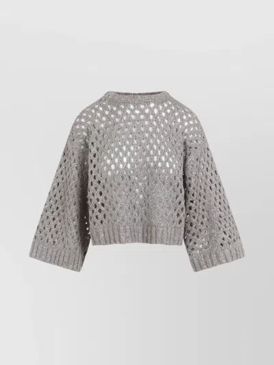 Brunello Cucinelli Mesh Knit Sweater Perforated Design