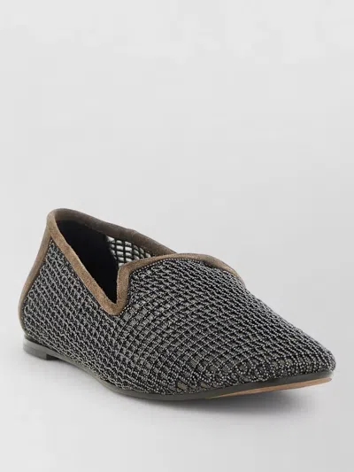 Brunello Cucinelli Mesh Loafer Slippers Monile Embroidery Detail In Gold