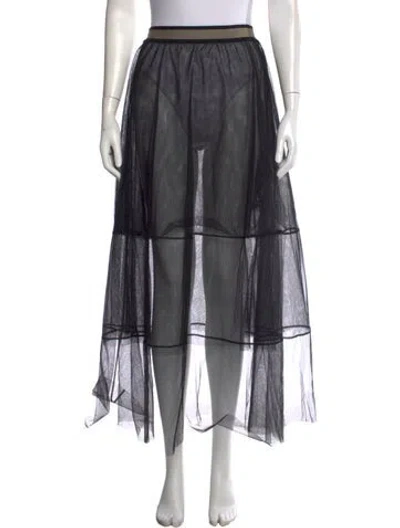 Pre-owned Brunello Cucinelli Mesh Long Skirt In Black
