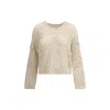 Brunello Cucinelli Perforated Sweater In Neutral