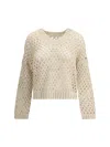 Brunello Cucinelli Perforated Sweater In Neutral