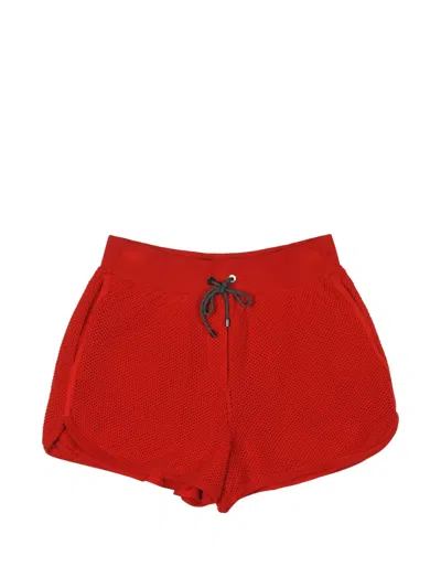 Brunello Cucinelli Mesh-effect Drawstring Shorts In Red