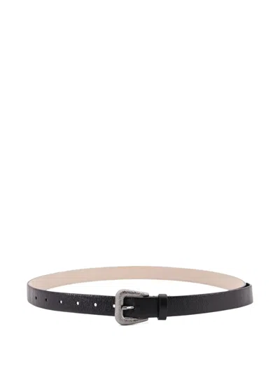 Brunello Cucinelli Metal-buckle Leather Belt In Black