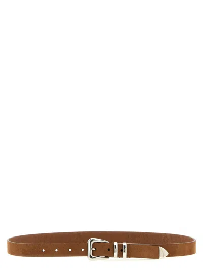 Brunello Cucinelli Metal Toe Cap Belt In Orange