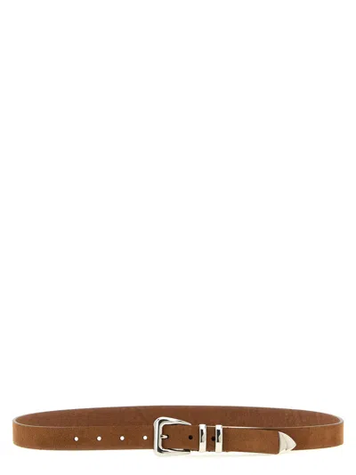 Brunello Cucinelli Metal Toe Cap Belt In Brown