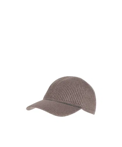 Brunello Cucinelli Metallic Baseball Cap In Gray