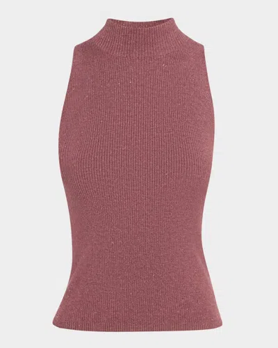 Brunello Cucinelli Metallic Cashmere Rib Knit Tank Top