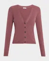 Brunello Cucinelli Metallic Cashmere Rib Knit V-neck Cardigan