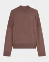 Brunello Cucinelli Metallic Cashmere-silk Mock-neck Top In Brown