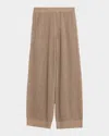 Brunello Cucinelli Metallic Cotton Rib Wide-leg Pull-on Trousers In Brown