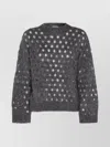 Brunello Cucinelli Metallic Crewneck Knitwear Sheer Texture In Gray