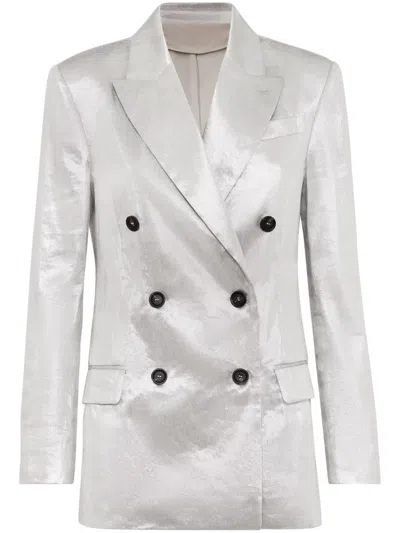 BRUNELLO CUCINELLI METALLIC DOUBLE-BREASTED BLAZER