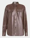 Brunello Cucinelli Metallic Double-pocket Blouse In Brown