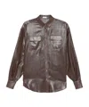 Brunello Cucinelli Metallic-effect Button-down Shirt In Brown