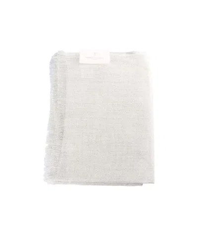 Brunello Cucinelli Metallic Frayed Scarf In White