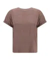 Brunello Cucinelli Metallic-knit T-shirt In Brown