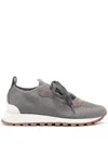 Brunello Cucinelli Monili Suede-trimmed Sneakers In Grey