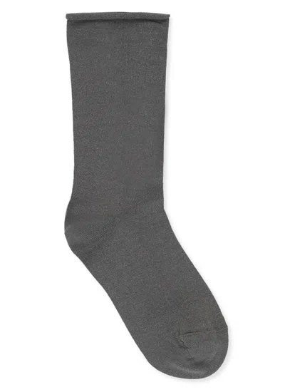 Brunello Cucinelli Metallic Knitted Socks In Grey