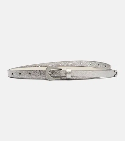 Brunello Cucinelli Metallic Leather Belt In Silver