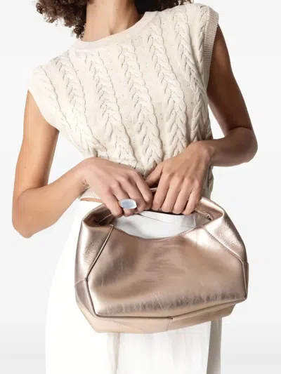Brunello Cucinelli Metallic Leather Top-handle Bag In Gold