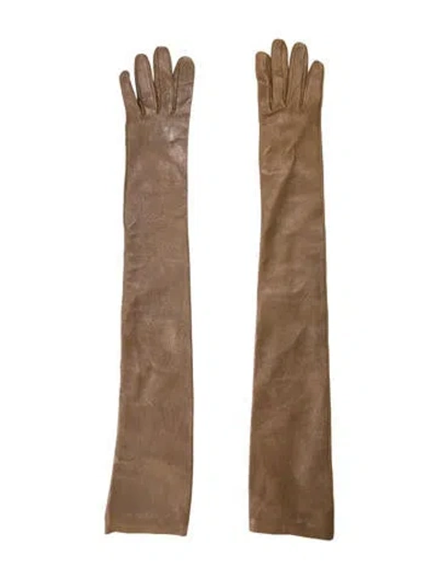 Pre-owned Brunello Cucinelli Metallic Long Evening Gloves In Brown