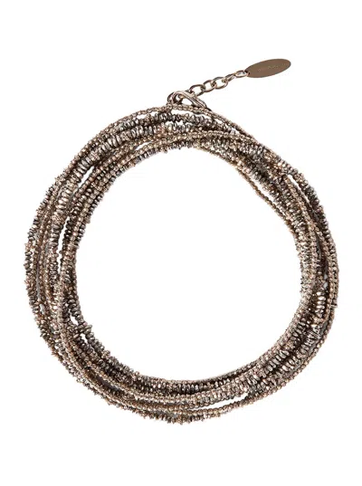 Brunello Cucinelli Metallic Monile Layered Bracelet For Women In Transparent