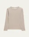 Brunello Cucinelli Metallic Rib Fitted Knit Sweater In Medium Grey