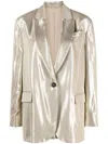 Brunello Cucinelli Metallic Single-breasted Blazer In Gold