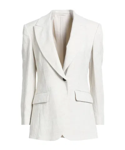 Brunello Cucinelli Metallic Single-breasted Blazer In Gray