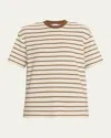 Brunello Cucinelli Metallic Striped Cotton-silk Towelling Short-sleeve T-shirt In Multi