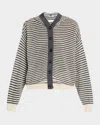 Brunello Cucinelli Metallic Striped Linen Hooded Cardigan