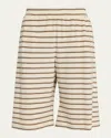 Brunello Cucinelli Metallic Striped Towelling Bermuda Shorts In Multi