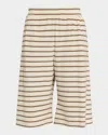 Brunello Cucinelli Metallic Striped Towelling Bermuda Shorts In Neutral