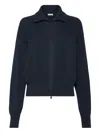 Brunello Cucinelli Metallic-threading Cardigan In Blue